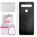 apgo Protective Skin Sticker for the back compatible with TCL 10 5G UW, Wrap Film, Foil, Vinyl - Pattern Black Leather