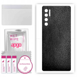 apgo Protective Skin Sticker for the back compatible with TCL 20 Pro 5G, Wrap Film, Foil, Vinyl - Pattern Black Leather
