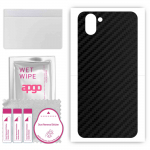 apgo Protective Skin Sticker for the back compatible with Sharp Aquos R3, Wrap Film, Foil, Vinyl - Pattern Carbon Black