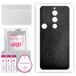 apgo Protective Skin Sticker for the back compatible with ZTE Nubia Red Magic 8S Pro, Wrap Film, Foil, Vinyl - Pattern Black Leather