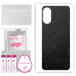 apgo Protective Skin Sticker for the back compatible with Motorola Moto E22, Wrap Film, Foil, Vinyl - Pattern Black Honeycomb