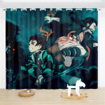 Demon Slayer pimendav kardin 2 paneeli Shinobu Giyuu anime aknakatted elutoa jaoks multifilmi kohandatud koduakende hooldused 100W130H(CM)40x51in&Hook