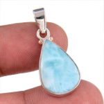 Natural Republic Larimar Gemstone 925 Tahke Sterling H&otilde;bedast Ripats 1,25'' h1A23
