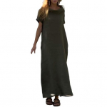 Suvine naiste kleit, kuhjatud kaelus, avarad l&uuml;hikesed varrukad, &uuml;hev&auml;rvilised pahkluu pikkused k&uuml;ljetaskud, s&auml;rk vabaaja M armee roheline v&auml;rv