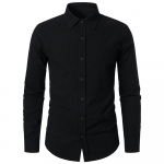 Puuvillasegu linane s&auml;rk meestele, slim fit &uuml;laosa, pikkade varrukatega &auml;ris&auml;rk, kevad-s&uuml;gis, vabaaja, pidulik meeste s&auml;rk S must