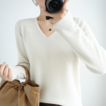 Naiste hubane kootud pullover ka&scaron;miirist sviiter V-kaelusega fuzzy Slim Fit kampsun S oranž