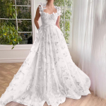 3D Butterfly ballikleidid, pikad pitsist aplikatsiooniga t&uuml;llist ballikleidid naistele pidulik l&otilde;hikuga &otilde;htukleit 10 valge