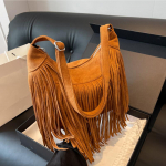 Tassel Design naiste hulkur kott Moe trendi k&auml;ekott Seemisnahast &otilde;last rist keha Ostukott Vintage reisikotid 27x7.5x26cm pruun