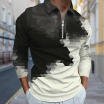 Polos&auml;rgid Meeste pikkade varrukatega Mosaic Chessboard Print Uus meeste polos&auml;rk pikkade varrukatega lukuga T-s&auml;rk top XS must