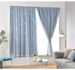 2 paneeli Autoheesion kardinad akendele magamistuppa t&uuml;drukutele lastele beebiakna kardin Kahekihiline t&auml;ht v&auml;ljal&otilde;igatud elutoa sisustussein kodu W0.7 x H1 M-2pcs sinine