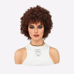 Loomulikku v&auml;limusega l&uuml;hike pixie l&otilde;ikusega s&uuml;nteetiline parukas mustanahalistele naistele - Lokid t&auml;ispangaga, kuumakindel pruun afro juus igap&auml;evaseks ja peoks 30cm 12inch pruun