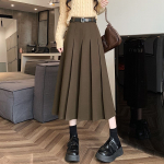 Naiste Korea vintage k&otilde;rge v&ouml;&ouml;kohaga pikk seelik S&uuml;gistalvine soe elegantne naiste plisseeritud seelik S must