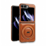 &Uuml;hev&auml;rviline luksuslik nahast magnetiline telefoni&uuml;mbris Samsung Galaxy Z Flip6 Flip5 Flip4 Flip3 p&otilde;rutuskindel p&ouml;&ouml;rlev kronstein MagSafe 2tk kokkupandava kaane jaoks Samsung Z Flip6 hall