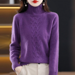 Naiste ka&scaron;miir kampsun Qinghe ka&scaron;miir 30% ka&scaron;miir 70% vill s&uuml;gis-talvine ka&scaron;miir paks pullover pehme ja soe L lilla