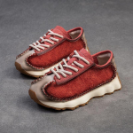 Johnature Retro &uuml;mara ninaga ehtsast nahast tossud naiste kingad vabaaja ja mitmek&uuml;lgsed pehme tallaga spordijalatsid 40 punane