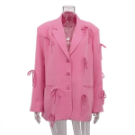 Naiste Y2k Vibu Vabaaja Kontori Pintsak &Uuml;laosa Armas Rev&auml;&auml;riga N&ouml;&ouml;bitav Jakk &Uuml;lem&otilde;&otilde;duline Pikkade Varrukatega Mantel M roosa