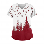 Naiste moodsad V-kaelusega l&uuml;hikeste varrukatega t&ouml;&ouml;r&otilde;ivad, taskutega, tr&uuml;kitud topid M