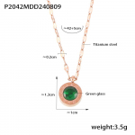 Roosa Kuld Rooma Smaragd &Uuml;mmargune Klaaskivi Ripats Kaelakee Naiste Vintage Kerge Luksus Titaanterasest Rangluukett
