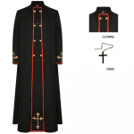 Keskaegne renessanss must p&uuml;ha r&uuml;&uuml; ristiga kost&uuml;&uuml;m vaimulikud langev preester misjon&auml;r lihav&otilde;tted Jeesus paavst preester mees kiitus halloween XL
