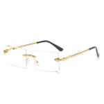 Rimless Cut Edge Square P&auml;ikeseprillid Metallraam Raamita Varjud Ussipea Dekoratsiooniga p&auml;ikeseprillid Naistele ja Meestele hall