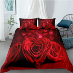 S&otilde;brap&auml;eva pulmade lilledega voodipesukomplekt 2/3 tk Luksuslik roosis&uuml;da Love Queen Twin King Pol&uuml;ester tekikott padjap&uuml;&uuml;r 70x133cm 2pcs