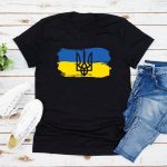 Ukraina T-s&auml;rgid Ukraina lipu T-s&auml;rk Naiste T-s&auml;rgid Ukraina Trident Tee Naiste riided L&uuml;hikeste varrukatega T&auml;navar&otilde;ivad Top T-s&auml;rk XL