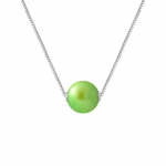 PERLINEA - Collier Perle de Culture d'Eau Douce AAA+ Ronde 9-10 mm - Vert Tonic - V&eacute;nitienne - Argent 925 Milli&egrave;mes - Bijoux Femme