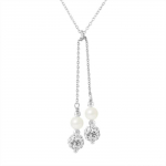 PERLINEA - Collier DUO Perle de Culture d'Eau Douce AAA+ - Ronde 5-6 mm - Blanc Naturel - Argent 925 Milli&egrave;mes - Bijoux Femme