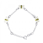 L&Eacute;A & ARTHUR - Bracelet Enfants Motifs 3 ABEILLES - Maille Jaseron Argent 925 Milli&egrave;mes Rhodi&eacute; - Longueur R&eacute;galable - Bijou Enfant