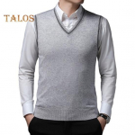 S&uuml;gistalvine meeste kampsun V kaelusega kootud &uuml;hev&auml;rviline elastne veniv varrukateta kudum Pullover keskmise pikkusega ametlik &auml;ristiilis kampsun M must