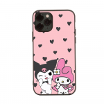 HK11 My Melody Kuromi Black Sofe Case iPhone 16 15 Plus 14 13 Pro 8 SE XR XS Max P30 Nova 5T Y5P Y6 Y7 Y8P Y9 Realme C30 C33 C31 VIVO Y36 V27 jaoks iPhone X kuristik