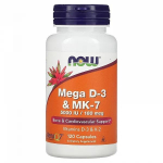 Now Foods - MEGA D-3 & MK-7 vitamiin, 5000 IU/180 mcg 60 VCAPS