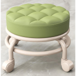 Elutoa jalatoed universaalsete p&ouml;&ouml;rlevate ratastega, nahast v&auml;ikesed rullikuga taburetid, &uuml;mmargune PU-istmega metallraam kodu ja kontori jaoks valge