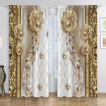 Kuldne teemant roosilill Lilleline akenkardinad elutuppa laste magamistoale vannitoale k&ouml;&ouml;k kontoriuksele kodukaunistus 2tk W110X214H(cm)x2Pcs&Hook