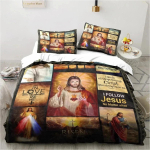 Jeesus Kristuse Kirik Maarja Kristlik Religioosne Voodipesukomplekt Tekikott Voodikomplekt Tekikate Padjap&uuml;&uuml;r Teekott kuningas Kuninganna Suurus EU Single 135x200cm