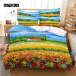 Maastikumaalitav voodipesukomplekt Tekikottide komplekt 3D voodipesu Digitr&uuml;kitav voodipesu, Queen-suurusega voodipesukomplekt Moekujundus EU single(135x200cm)