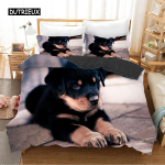 Rottweiler Tekikott &Uuml;heinimesevoodile Must Rottweiler &Uuml;heinimesevoodipesukomplekt Loomateema Koeraarmastajale Pol&uuml;ester Kahekordne Queen King Tepikott EU single(135x200cm)