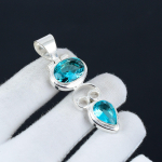 &Scaron;veitsi sinine topaas v&auml;&auml;riskivist k&auml;sitsi valmistatud 925 naelsterlingist h&otilde;bedast ripats sinine topaasi h&otilde;be ehe k&auml;sitsi valmistatud ripats kingitus s&otilde;brale musta reede kingitused 2.36"