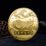 1 tk 2024, uus aasta, palju &otilde;nne teile Hiina Fu Koi m&auml;lestusm&uuml;nt Karpkala medal M&uuml;nt, reljeefne metallist k&auml;sit&ouml;&ouml;m&auml;rk kuld