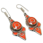 Natural Red Coral Gemstone Handmade Jewelry Earring 2.44 r3u99