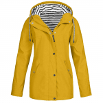 Naiste Plus Size Solid Stripe vihmajope Outdoor Plus veekindel kapuutsiga vihmamantel tuulekindel L must