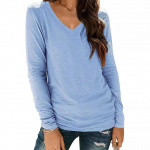 YYFS naiste moe vabaaja kevads&uuml;gisene &uuml;hev&auml;rvilise tr&uuml;kiga pikkade varrukatega V-kaelusega pluusid ja s&auml;rgid S valge