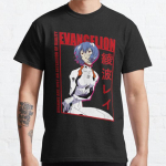 Suvised Meeste Mood vabaaja s&auml;rgid L&uuml;hikesed varrukad Rei Ayanami Evangelion Mustad Tees Suured T-s&auml;rgid S sinine