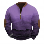 Meeste Retro Casual gradienttr&uuml;kiga kampsun XXXL sinine