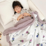 Piimane sametist tekk lastele, paksendatud lambavillast tekk, paksendatud kahepoolne sametist l&otilde;una 150 200cm tulbi v&auml;rv