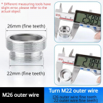 16 18 20 22 24mm G3/4 G1/2 kuni M22 pistikud k&ouml;&ouml;giaeraatori mullitaja veepuhasti adapteri kraani pikendamise pikkusega adapterid