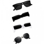 Sheomy Unisex Combo pakkumine 4-v&auml;rviliste prillidega ruudukujulised p&auml;ikeseprillid Ristk&uuml;lik Retro Vintage Kitsad Naised::Mehed, MAVE-004