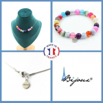 Pierres et Min&eacute;raux. Parure bijoux Bracelet Collier 10 Perles Agate craquel&eacute; Fuchsia Taille personnalisable.
