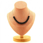 Pierres et Min&eacute;raux. Collier 15 perles Onyx noir mat 8 mm. Chaine en acier inoxydable Collier femmes, hommes. Taille personnalisabl