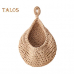 Heegeldatud rippuv puuviljakorv Dekoratiivne k&auml;sitsi valmistatud k&ouml;&ouml;giviljade hoiukorv V&otilde;rkkott Ruumis&auml;&auml;stlik puuviljade vitriin Koduk&ouml;&ouml;gi sisustus S beež